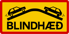 blind hill iceland road sign