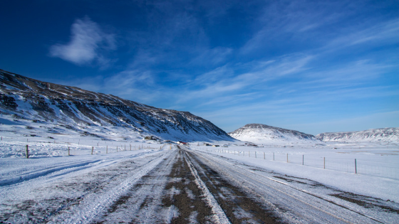 Iceland roads in winter - February in Iceland
