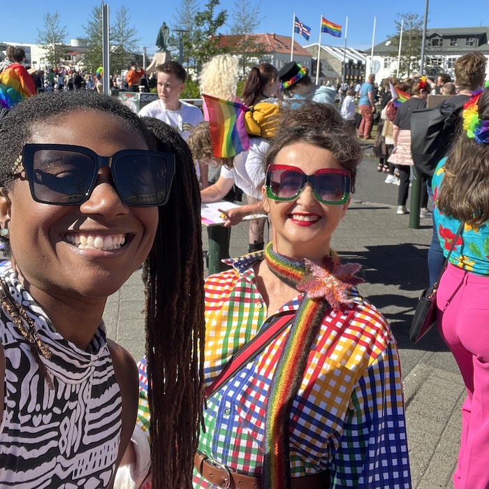 jewells and helene at the pride parade in Iceland in August